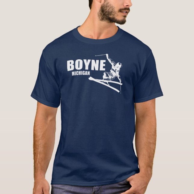 Boyne Mountain Resort Michigan Skier T Shirt (Framsida)