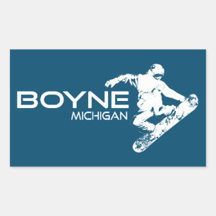 Boyne Mountain Resort Michigan Snowboarder Rektangulärt Klistermärke