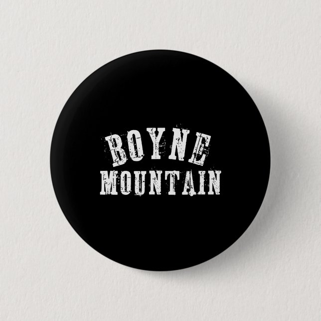 Boyne Mountain Rustic Bold Artisan Grungy Ski Skie Knapp (Framsida)