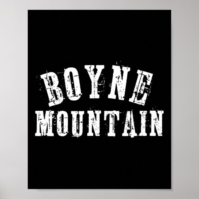 Boyne Mountain Rustic Bold Artisan Grungy Ski Skie Poster (Framsidan)