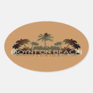 Boynton Beach Florida handflatan träd ord oval de Ovalt Klistermärke