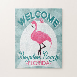 Boynton Beach Florida Rosa Flamingo Retro Pussel