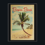 Boynton Beach Handflatan Träd Vintage resor Vykort<br><div class="desc">En unik och modern Boynton Beach Florida-konst i mitten av århundradet i vintage resor poster stil. Den har en böjd handflatan träd på sandstranden med hav under ett blått grumligt himlar.</div>