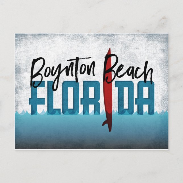 Boynton Beach Postcard Florida Surfboard Vykort (Framsida)
