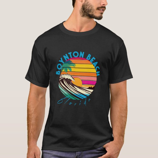 Boynton Beach Retro 1980s Style Florida Beach T Shirt (Framsida)