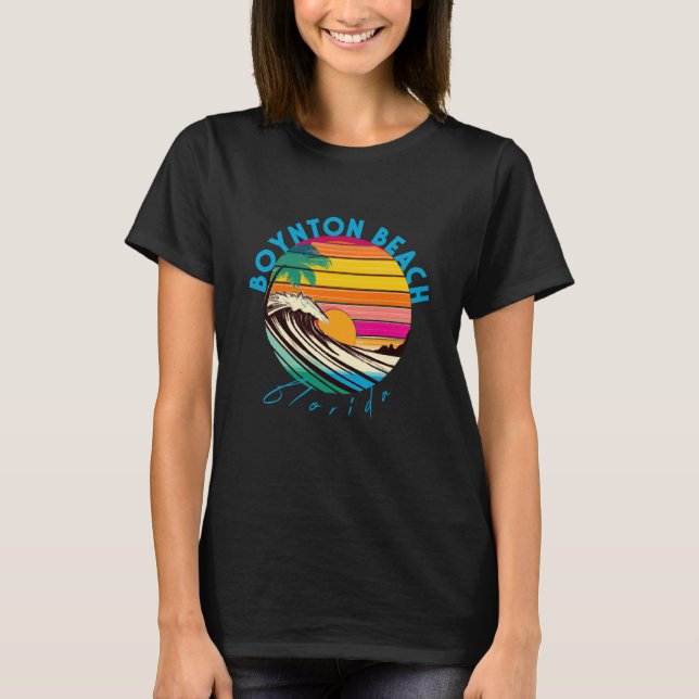Boynton Beach Retro 1980s Style Florida Beach T Shirt (Framsida)