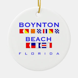Boynton strand, FL - nautiskt stava för flagga Julgransprydnad Keramik