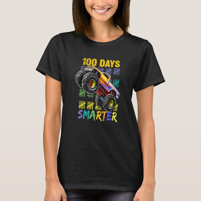 Boys 100th Day of School Shirt Monster Truck 100 S T Shirt (Framsida)