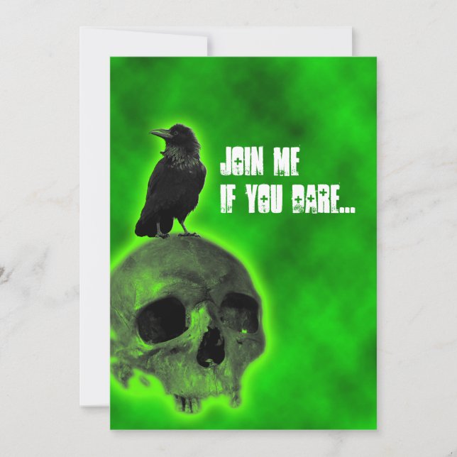 Boys 16:e födelsedagsinbjudan: Raven och Skull Got Inbjudningar (Framsida)