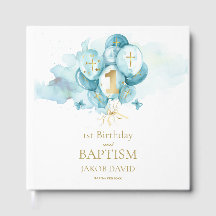 Boys 1st Birthday & Baptism Keepsakigguest Bok