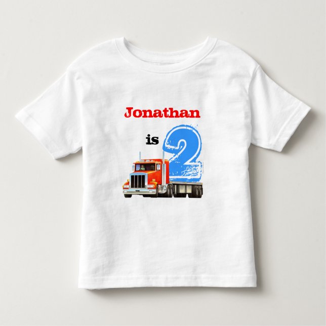 Boys 2nd Birthday Red Lastbil Tee Shirt (Framsida)