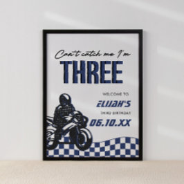 Boys 3:e Motocross Dirt Bike Birthday Poster