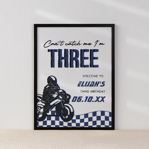 Boys 3:e Motocross Dirt Bike Birthday Poster