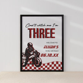 Boys 3:e Motocross Dirt Bike Birthday Poster