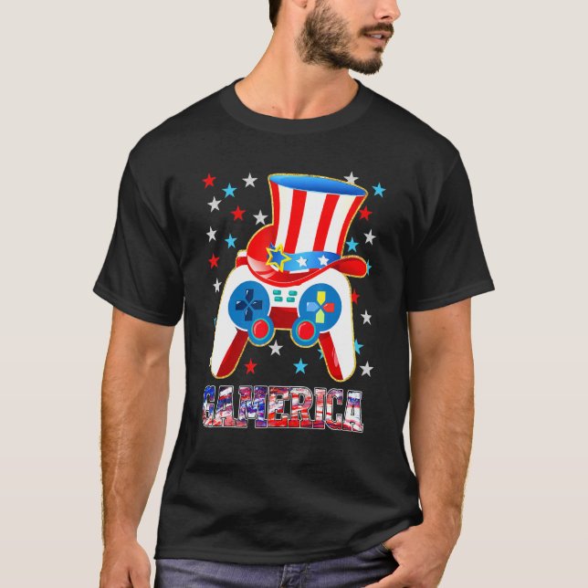Boys 4:e juli Video Game American Flagga Sa T Shirt (Framsida)