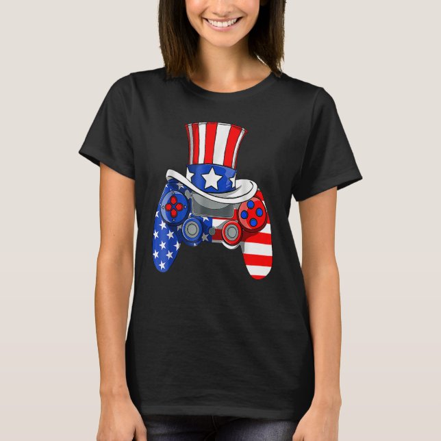 Boys 4th Of July Video Game American Flag Uncle Sa T Shirt (Framsida)