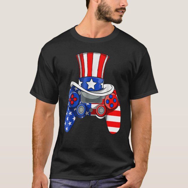 Boys 4th Of July Video Game American Flag Uncle Sa T Shirt (Framsida)