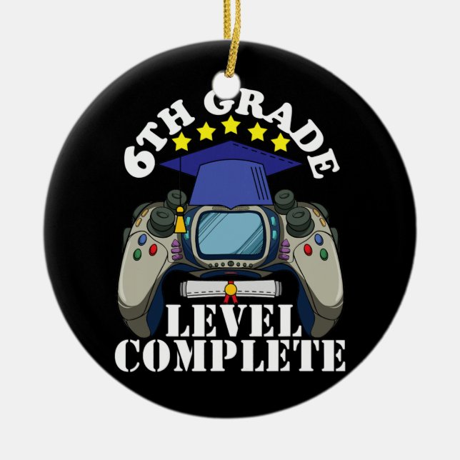 Boys 6e Klass Studenten 2022 Video Game Class Julgransprydnad Keramik (Framsidan)