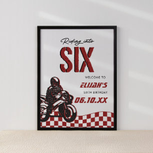Boys 6e Motocross Dirt Bike Birthday Poster