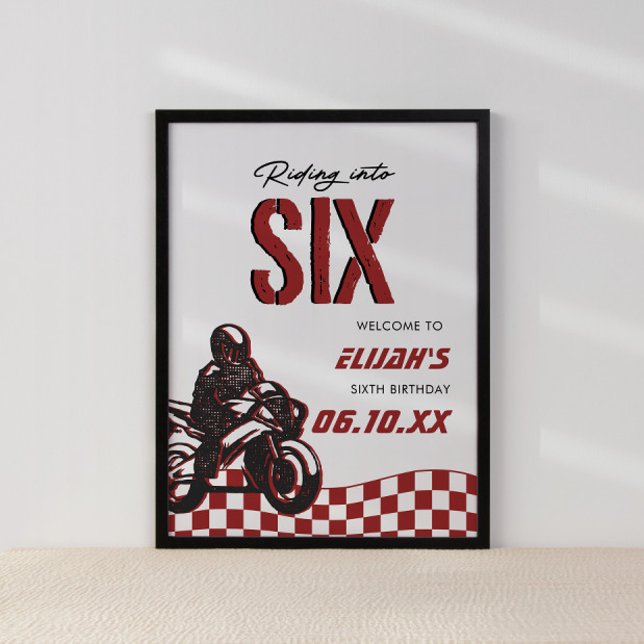 Boys 6e Motocross Dirt Bike Birthday Poster (Skapare uppladdad)