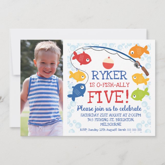 Boys alla ålders O-fish-ally Birthday-inbjudningar Inbjudningar (Framsida)