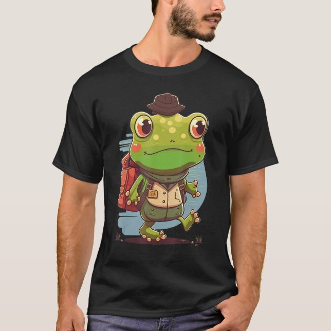 Boys and Girls Frog Animal First day of School T Shirt (Framsida)
