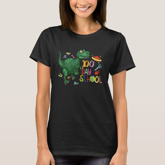 boys and girls students 100 days of school dinosau t shirt (Framsida)