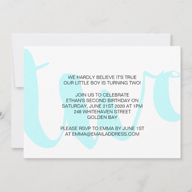 Boys andra födelsedagsinbjudan inbjudningar (Framsida)