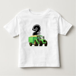 Boys Anpassningsbar Grönt Tractor 2:a födelsedagen T-shirt
