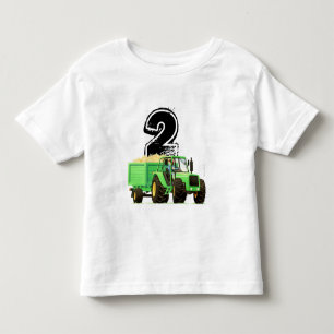 Boys Anpassningsbar Grönt Tractor 2:a födelsedagen T-shirt