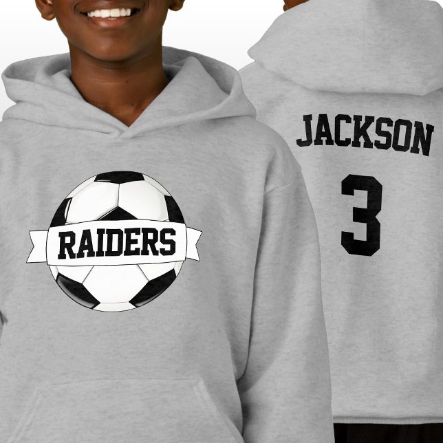 Boys Anpassningsbar Team & Player Namn och nummer T Shirt (Soccer team hoodie with personalized soccer team name, player name and player jersey number.)