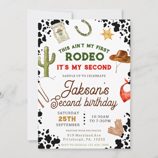 Boys är inte min första rodeo Cowboys 2:a födelsed Inbjudningar (Framsida)