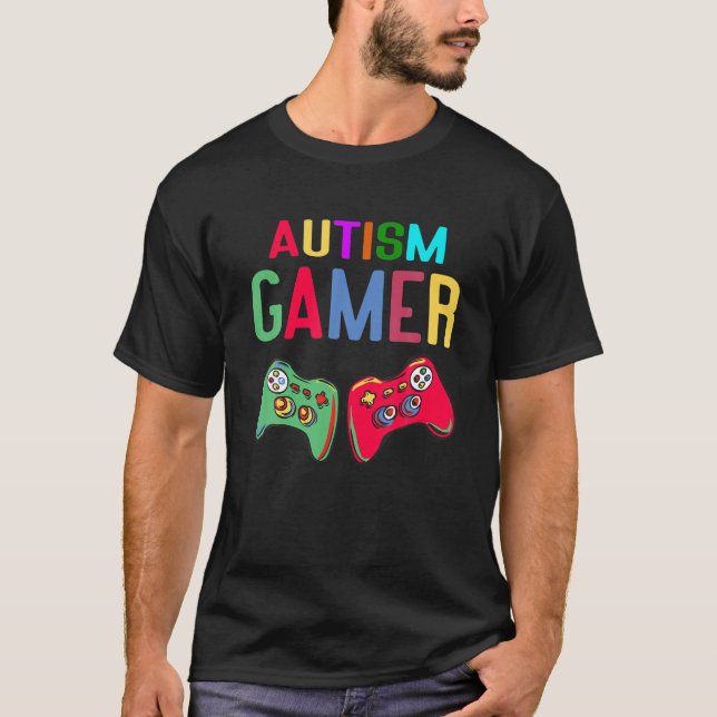 Boys Autism Gamer Autism Awareness Month Gaming Da T Shirt (Framsida)