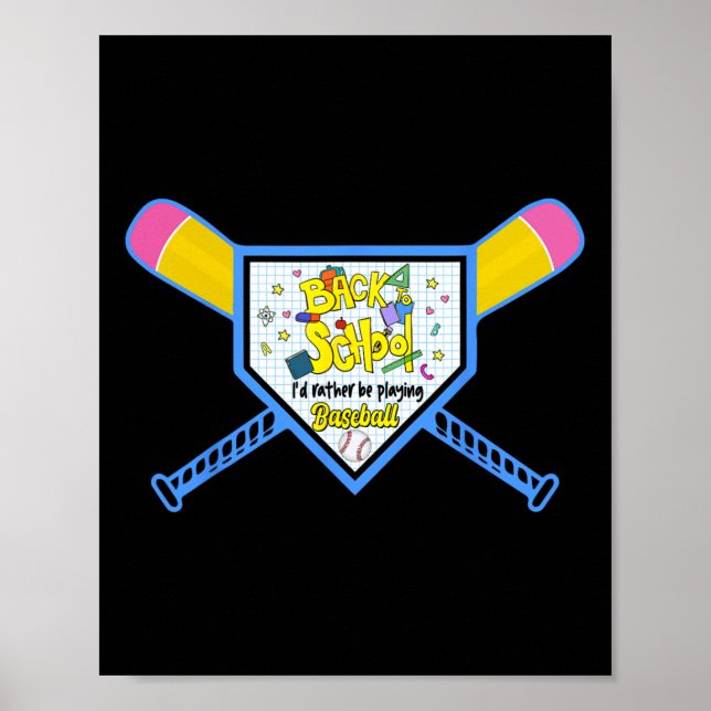 Boys av Baseball Home Plate Pencil Fladdermus Back Poster (Framsidan)