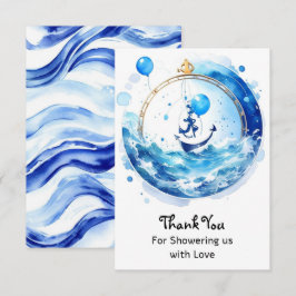 Boy's Äventyr Nautical Watercolor Baby Shower Tack Kort
