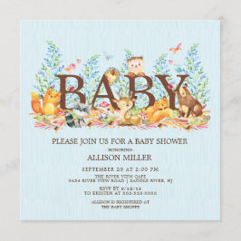 Boys Baby Shower-inbjudan för trädjanska djur Inbjudningar