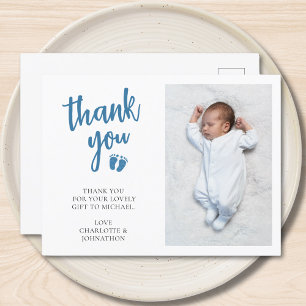Boy's Baby Shower Photo Tack Vykort