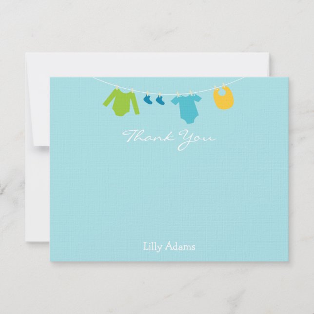 Boys Baby Shower Tackkort Anteckningskort (Framsida)