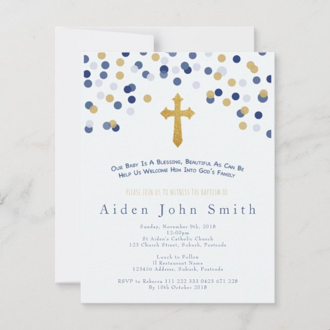 Boys Baptism-inbjudan Inbjudningar (Framsida)