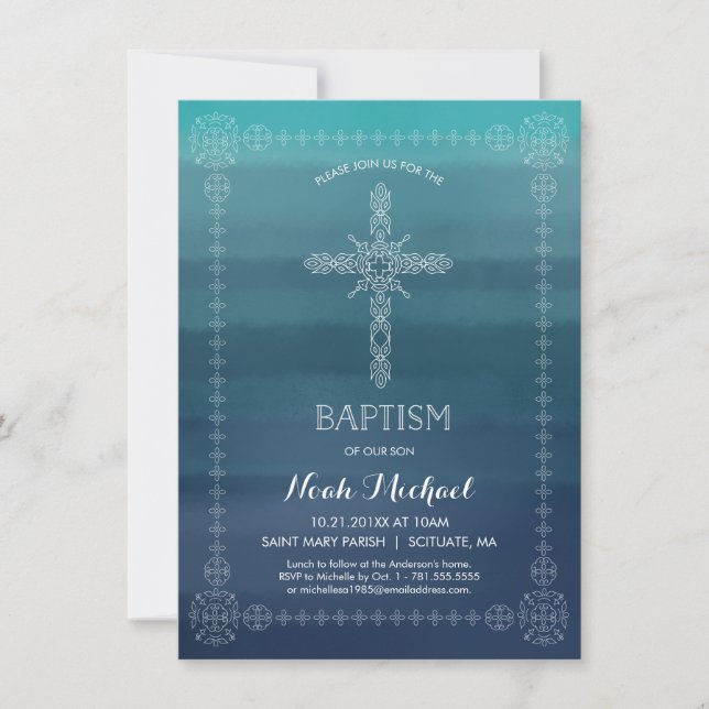 Boys Baptism, julinbjudan till Kor Inbjudningar (Framsida)
