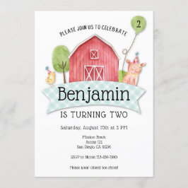 Boys Barnyard 1:a födelsedag Inbjudningar