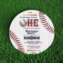 Boys Baseball 1:a födelsedag Inbjudningar