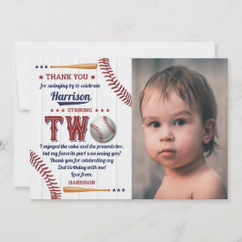 Boys Baseball 2:a födelsedagsfoto Tack Kort