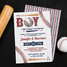 Boys Baseball Baby Shower Inbjudningar