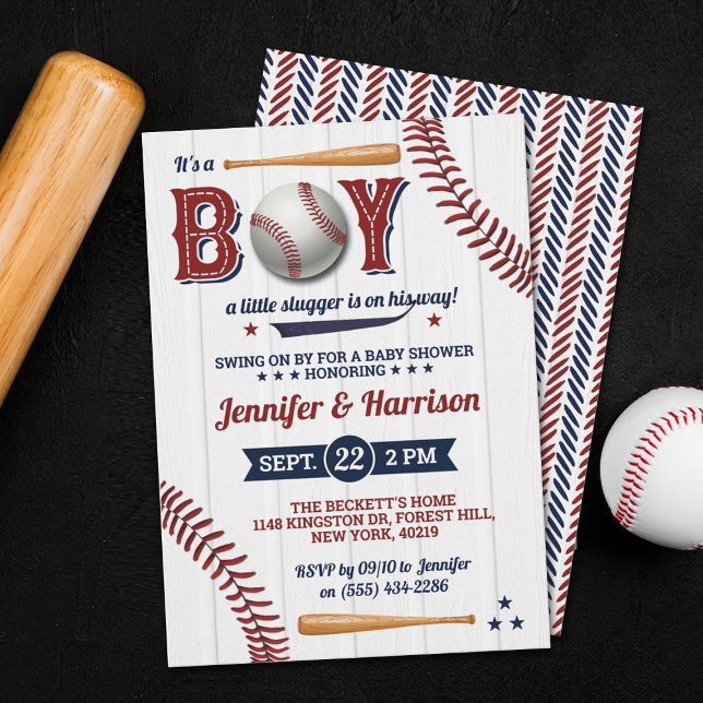 Boys Baseball Baby Shower Inbjudningar (Skapare uppladdad)