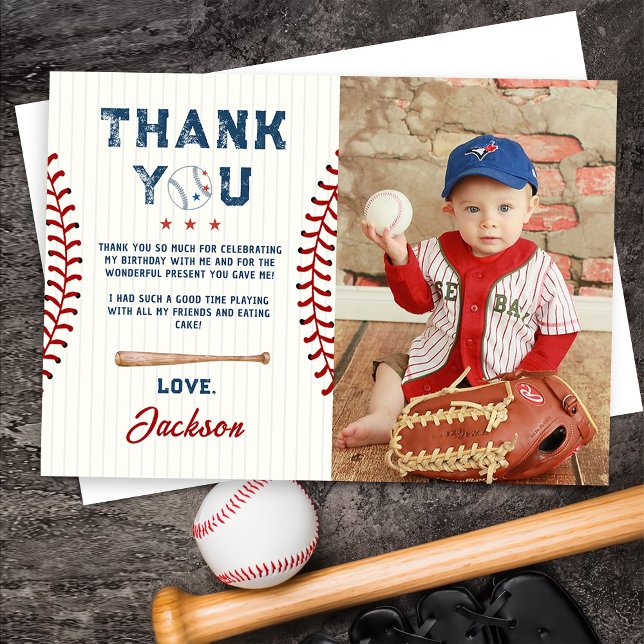 Boys Baseball Birthday Photo - tackkort Inbjudningar (Skapare uppladdad)