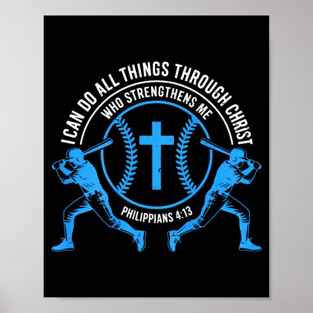Boys Baseball Christian-shirt Softball I Can Do Al Poster (Framsidan)