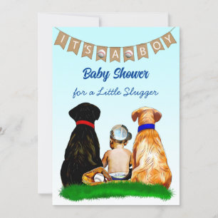 Boy's Baseball och Hundar Theter Baby Shower Inbjudningar