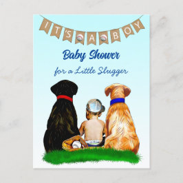 Boy's Baseball och Hundar Theter Baby Shower Vykort