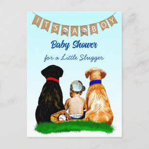 Boy's Baseball och Hundar Theter Baby Shower Vykort